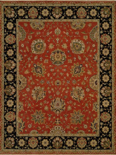 Traditional/Bohemian Orange/Rust Wool Area Rug: Regal Sudan 1819451: Rust/Black (Handmade Area Rug)