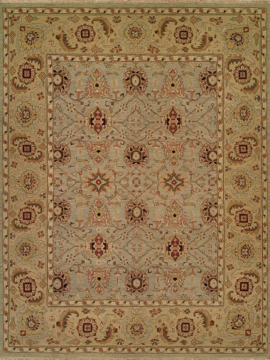 Traditional/Bohemian Blue/Navy Wool Area Rug: Regal Sudan 1819651: Light Blue/Gold (Handmade Area Rug)