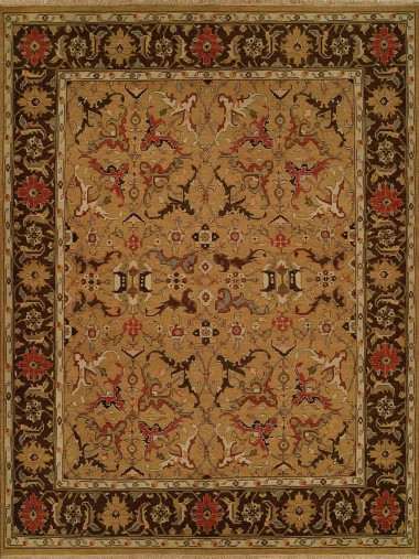 Traditional/Bohemian Yellow/Gold Wool Area Rug: Regal Sudan 1819751: Gold/Brown (Handmade Area Rug)