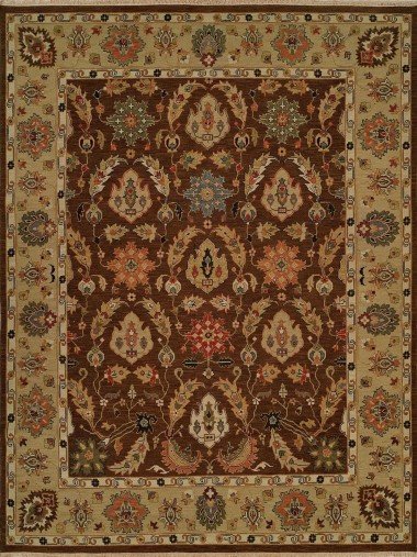 Traditional/Bohemian Brown Wool Area Rug: Regal Sudan 1819951: Brown/Tan (Handmade Area Rug)