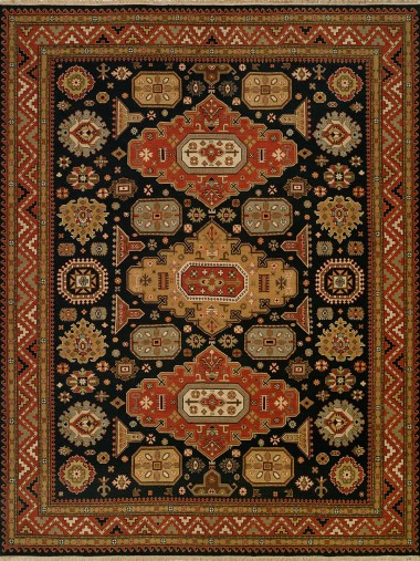 Traditional/Bohemian Blue/Navy Wool Area Rug: Regal Sudan 1819172: Navy (Handmade Area Rug)