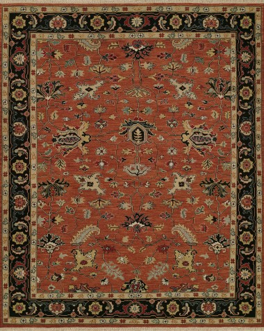 Traditional/Bohemian Orange/Rust Wool Area Rug: Regal Sudan 1819574: Cinnamon/Black (Handmade Area Rug)