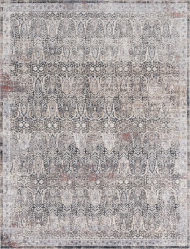 Traditional/Transitional Charcoal/Black Area Rug: Regal Smolder 1819887: Graphite/Earth (Power-Loomed Area Rug)
