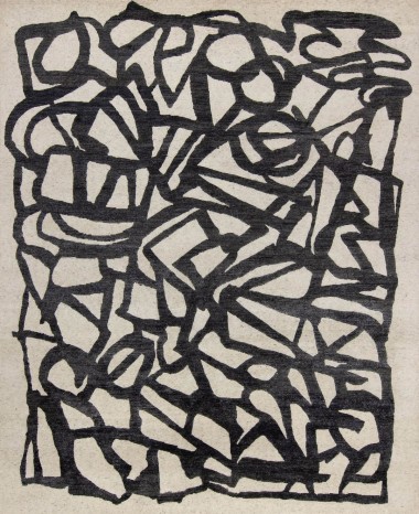 Modern Ivory Wool Area Rug: Silk Road Spectrum 191930 (Hand-Knotted Area Rug)