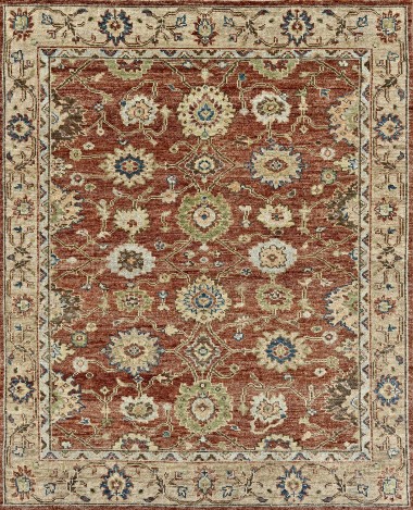 Traditional Orange/Rust Wool Area Rug: Mafi Signature Canyons TB-5018 (Hand-Knotted Area Rug)