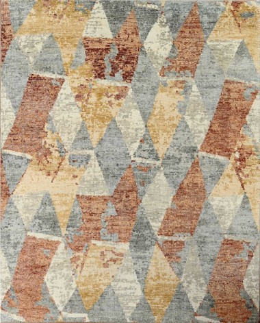 Modern/Bohemian Grey/Silver Wool Area Rug: Mafi Signature Tribal Nuvo TB-5093 (Hand-Knotted Area Rug)