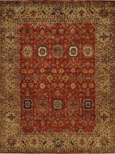 Regal | Theology | 1820573: Rust/Tan area rug Traditional Orange/Rust Wool Area Rug: Regal Theology 1820573: Rust/Tan (Hand-Knotted Area Rug)