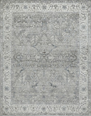 Traditional Grey/Silver Wool Area Rug: Mafi Signature Topica TO-143 (Hand-Knotted Area Rug)