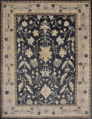 Traditional Charcoal/Black Wool Area Rug: Mafi Signature Izmir UT-149 (Hand-Knotted Area Rug)