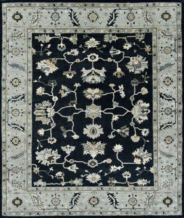 Traditional Charcoal/Black Wool Area Rug: Mafi Signature Izmir UT-271 (Hand-Knotted Area Rug)