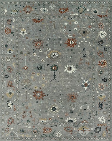 Traditional Grey/Silver Wool Area Rug: Mafi Signature Izmir UT-279 (Hand-Knotted Area Rug)