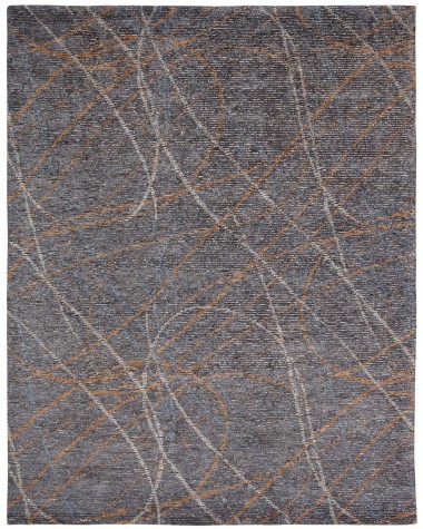Transitional/Modern Grey/Silver Wool Area Rug: Regal Vivid Style 1822906: Grey/Rust (Hand-Knotted Area Rug)