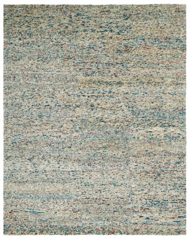 Transitional/Modern Beige/Tan Wool Area Rug: Regal Vivid Style 1822316: Sand/Teal (Hand-Knotted Area Rug)