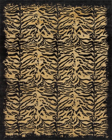 Modern Black Wool Area Rug: Silk Road Wild Living 192310 (Hand-Knotted Area Rug)