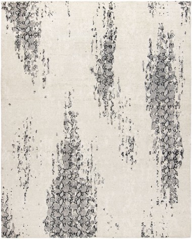 Modern White Wool Area Rug: Silk Road Wild Living 192350 (Hand-Knotted Area Rug)