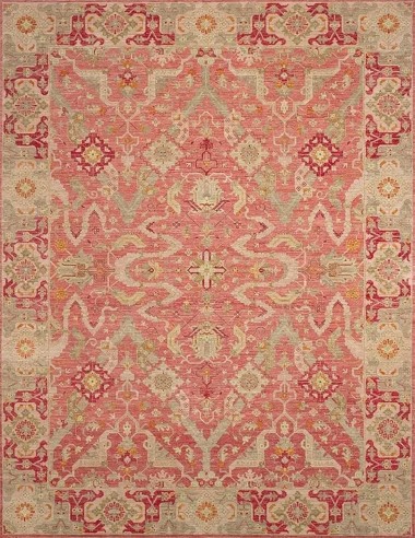 Traditional Red/Burgundy Wool Area Rug: Antiquity Willow Crest 1230001: Brick/Sage (Hand-Knotted Area Rug)
