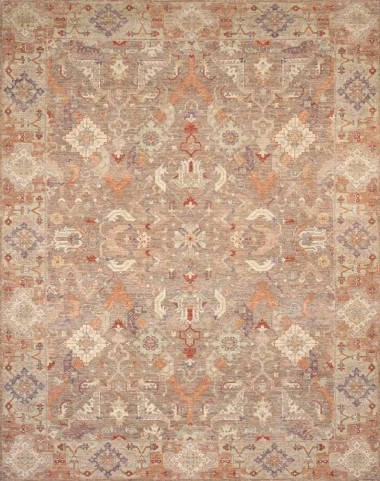 Traditional Brown Wool Area Rug: Antiquity Willow Crest 1230001: Cocoa/Sage (Hand-Knotted Area Rug)