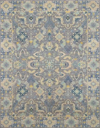 Traditional Grey/Silver Wool Area Rug: Antiquity Willow Crest 1230001: Grey/Teal (Hand-Knotted Area Rug)