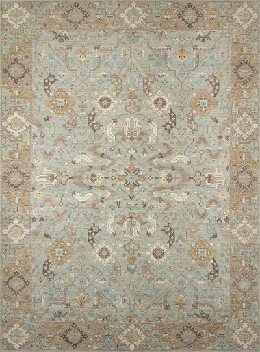 Traditional Green Wool Area Rug: Antiquity Willow Crest 1230001: Celadon/Gold (Hand-Knotted Area Rug)