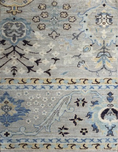 Traditional Grey/Silver Wool Area Rug: Antiquity Willow Crest 1231001: Silver/Denim (Hand-Knotted Area Rug)