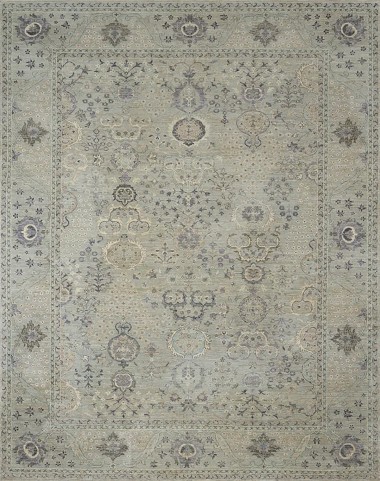 Traditional Green Wool Area Rug: Antiquity Willow Crest 1231001: Sage (Hand-Knotted Area Rug)