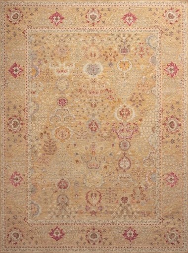 Antiquity | Willow Crest | 1231001: Gold/Red area rug Traditional Yellow/Gold Wool Area Rug: Antiquity Willow Crest 1231001: Gold/Red (Hand-Knotted Area Rug)