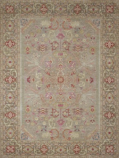Traditional Beige/Tan Wool Area Rug: Antiquity Willow Crest 1232001: Taupe/Pink (Hand-Knotted Area Rug)