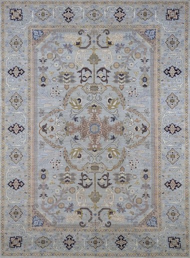 Traditional Grey/Silver Wool Area Rug: Antiquity Willow Crest 1232001: Slate (Hand-Knotted Area Rug)