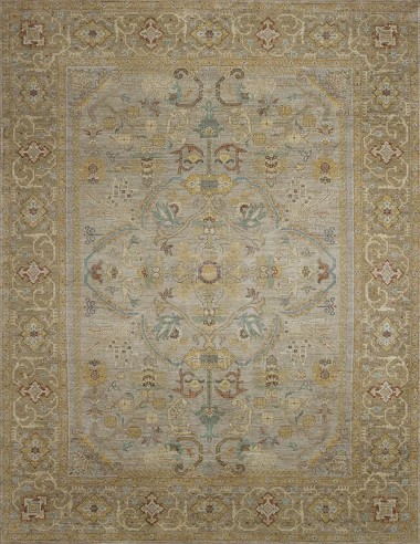 Traditional Beige/Tan Wool Area Rug: Antiquity Willow Crest 1232001: Beige/Gold (Hand-Knotted Area Rug)