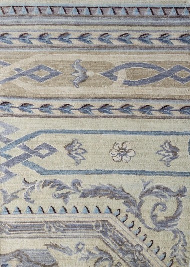 Traditional Green Wool Area Rug: Antiquity Willow Crest 1238001: Celadon/Cocoa (Hand-Knotted Area Rug)