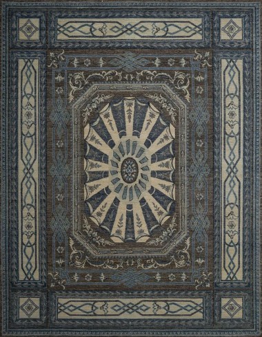 Traditional Brown Wool Area Rug: Antiquity Willow Crest 1238001: Brown/Navy (Hand-Knotted Area Rug)