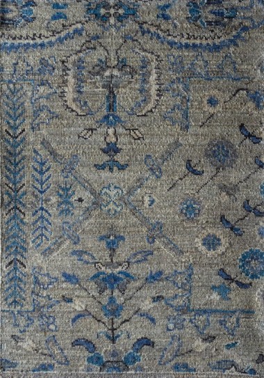 Traditional Beige/Tan Wool Area Rug: Antiquity Willow Crest 1230201: Taupe/Denim (Hand-Knotted Area Rug)