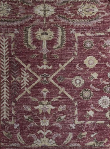 Traditional Red/Burgundy Wool Area Rug: Antiquity Willow Crest 1230201: Burgundy/Gold (Hand-Knotted Area Rug)