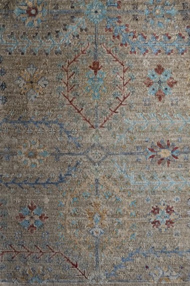 Traditional Beige/Tan Wool Area Rug: Antiquity Willow Crest 1233201: Taupe/Blue (Hand-Knotted Area Rug)