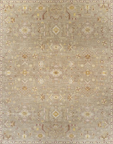 Traditional Yellow/Gold Wool Area Rug: Antiquity Willow Crest 1234201: Gold (Hand-Knotted Area Rug)
