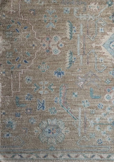 Traditional Brown Wool Area Rug: Antiquity Willow Crest 1234201: Brown/Blue (Hand-Knotted Area Rug)