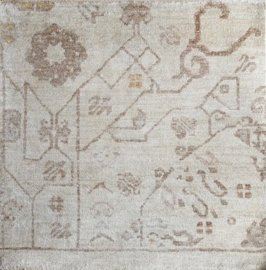 Traditional White/Ivory Wool Area Rug: Antiquity Willow Crest 1230001: Ivory/Brown (Hand-Knotted Area Rug)