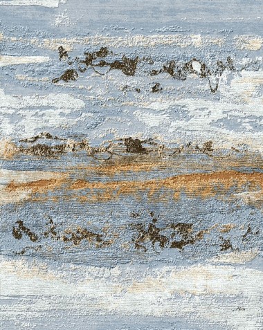 Modern/Transitional Blue/Navy Wool Area Rug: Third and Wall K. Nari Winter Waves I UNAR-254 (Hand-Knotted Area Rug)