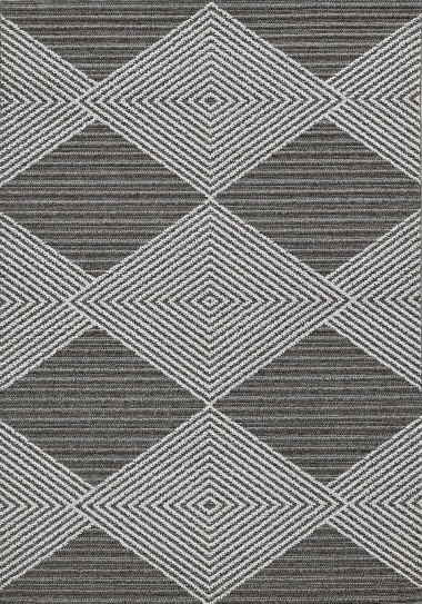 Modern/Bohemian/Indoor-Outdoor Grey/Silver Area Rug: Madison Terrarium 13202576: Grey/Ivory (Power-Loomed Area Rug)