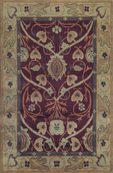 Bohemian Pink/Purple Wool Area Rug: Stickley Bungalow Garden RU-1130 (Hand-Knotted Area Rug)