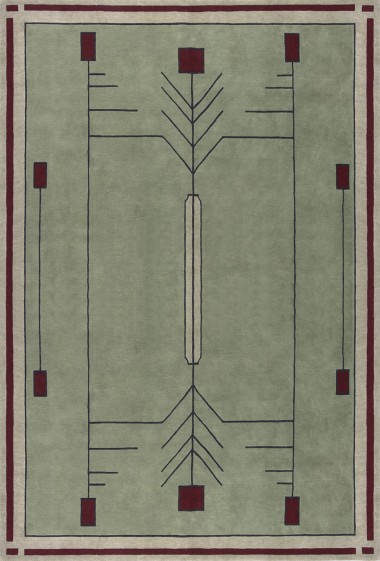 Modern/Bohemian Light Blue/Navy Wool Area Rug: Stickley Prairie RU-1240 (Hand-Knotted Area Rug)