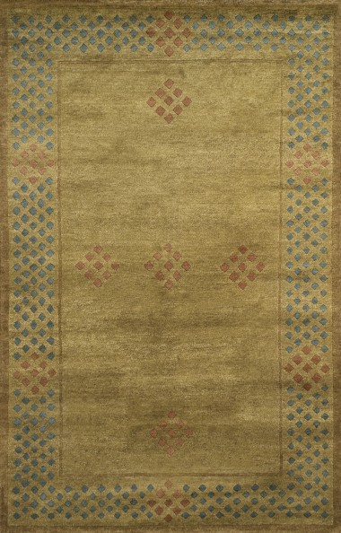 Modern/Bohemian Yellow/Gold Wool Area Rug: Stickley Glasgow RU-1250 (Hand-Knotted Area Rug)