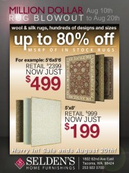 Million Dollar Rug Blowout at Selden's Home Furnishings