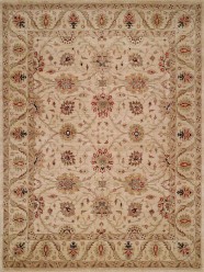Traditional Ivory/White Wool Area Rug: Regal Babalonian 182085: Ivory/Ivory (Hand-Knotted Area Rug)