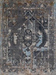 Transitional/Modern Grey/Silver Wool Area Rug: Mafi Signature Cosmos COM-529 (Hand-Knotted Area Rug)