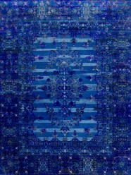 Traditional Blue/Navy Wool Area Rug: Mafi Signature Sari Silk COX-736 (Hand-Knotted Area Rug)