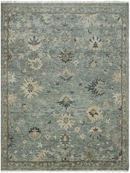 Traditional Green Wool Area Rug: Regal Cavallo 183266: Antique Pewter (Hand-Knotted Area Rug)