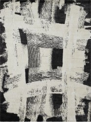 Transitional/Modern Ivory/White Wool Area Rug: Regal Estelle 185755: Chalk/Black (Handmade Area Rug)