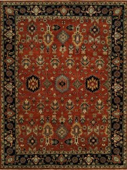 Regal | Happy Rhythm | 188980: Rust/Black area rug Traditional Orange/Rust Wool Area Rug: Regal Happy Rhythm 188980: Rust/Black (Hand-Knotted Area Rug)