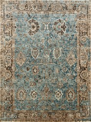 Mafi Signature | Khanna | KH-1313: Aqua/Camel area rug Traditional Blue/Navy Wool Area Rug: Mafi Signature Khanna KH-1313 (Hand-Knotted Area Rug)